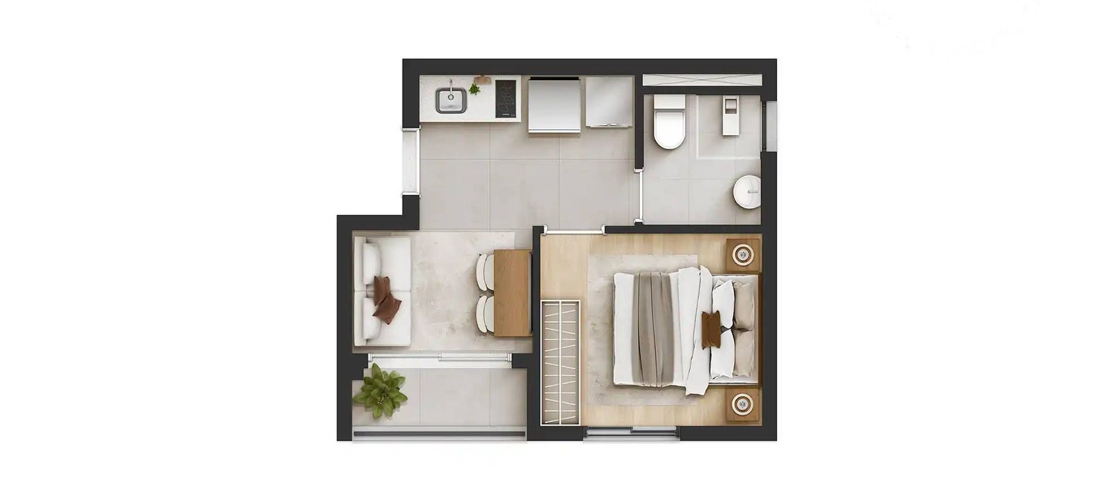 planta 1 Dorm Open Life Frei Caneca